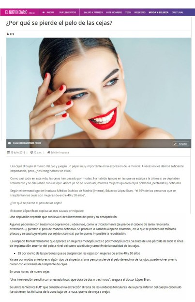 Trasplante de pelo en las cejas Eduardo Lopez Bran