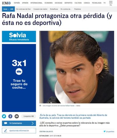 El Mundo - Rafa Nadal pérdida de pelo 1