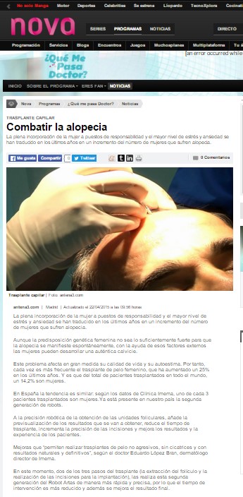 NOva Dr. LOpez Bran alopecia robot artas